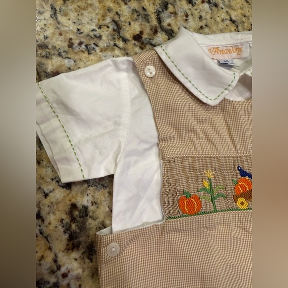 Velani by Anavini smocked Fall embroidered romper shirt included size 18 month - Picture 4 of 7